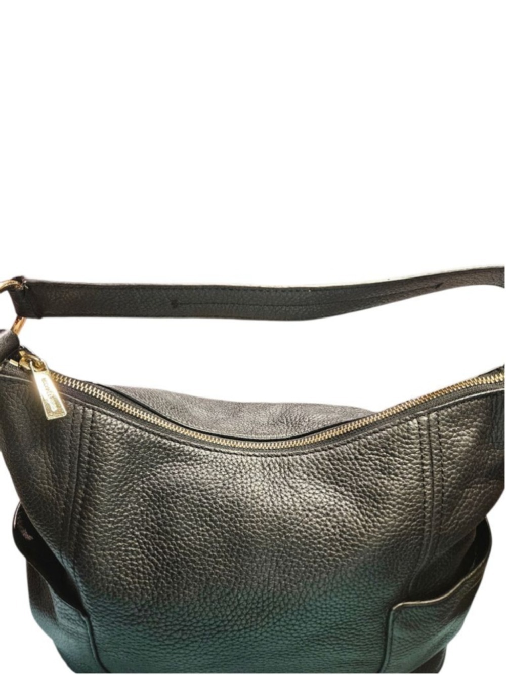 Michael Kors Black Leather Shoulder Bag with Gold Hardware - Picture 9 of 17